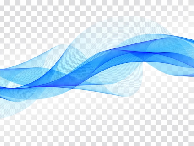 Elegante ola azul que fluye vector de fondo transparente