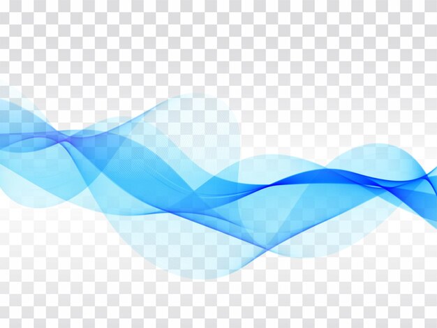 Elegante onda azul que fluye fondo transparente