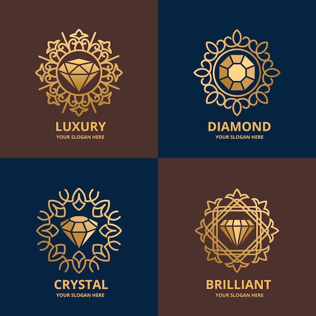 Elegante paquete de logotipos de diamantes