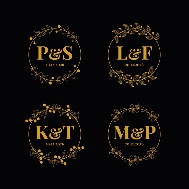 Elegante paquete de monogramas de boda
