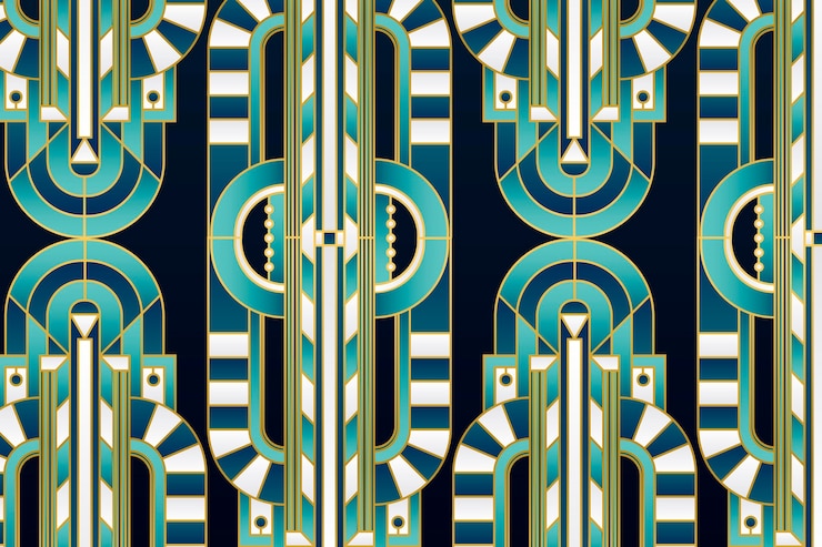 Vector gratuito elegante patrón art decó degradado