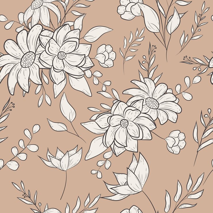 Elegante patrón de arte de línea floral