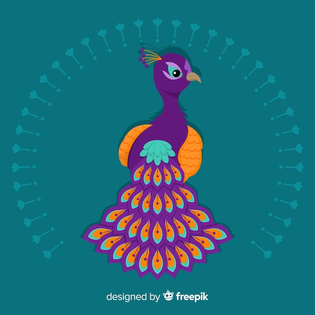 Vector gratuito elegante pavo real dibujado a mano