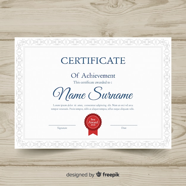 Elegante plantilla de certificado con marco ornamental