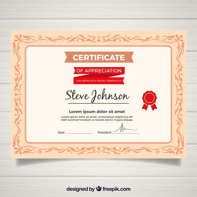Elegante plantilla de certificado con marco ornamental