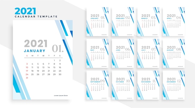 Elegante plantilla de diseño de calendario de negocios moderno 2021