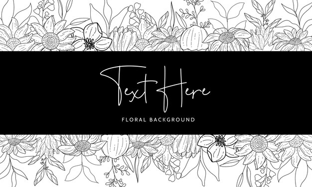 Elegante plantilla de fondo monoline floral dibujada a mano
