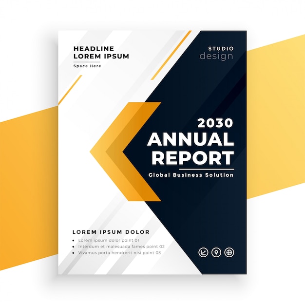 Elegante plantilla de informe anual de negocios amarillo
