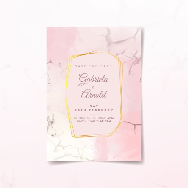 Elegante plantilla de invitación de boda de mármol
