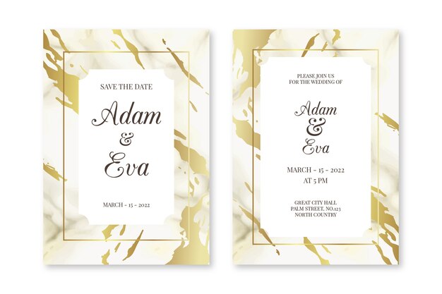 Elegante plantilla de invitación de boda de mármol