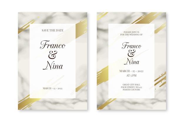 Elegante plantilla de invitación de boda de mármol