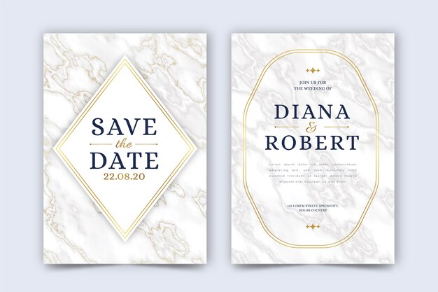 Elegante plantilla de invitación de boda de mármol