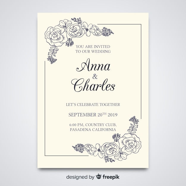 Elegante plantilla de invitación de boda