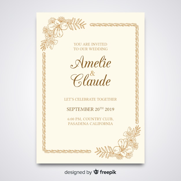 Elegante plantilla de invitación de boda