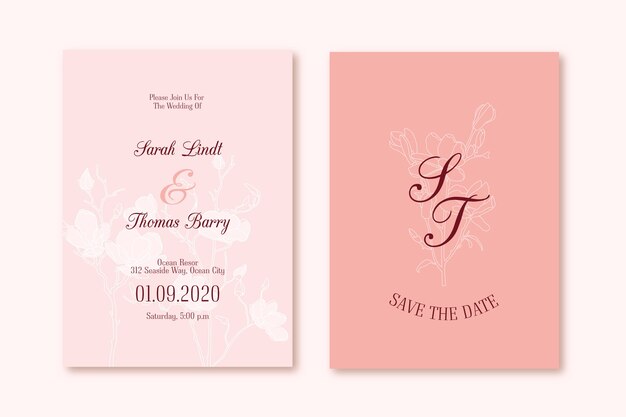Elegante plantilla de invitación de boda