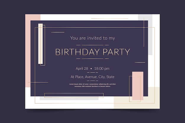 Vector gratuito elegante plantilla de invitación de cumpleaños