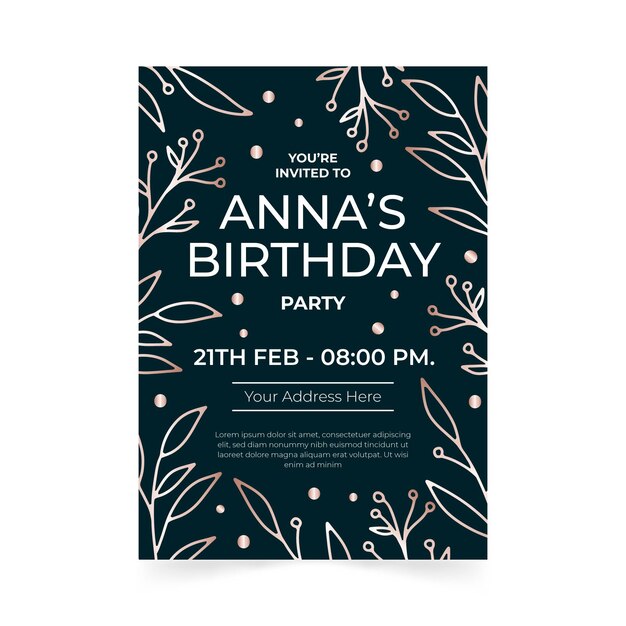 Elegante plantilla de invitación de cumpleaños