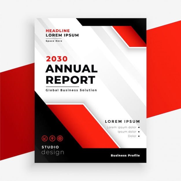 Elegante plantilla de negocio de informe anual de empresa roja