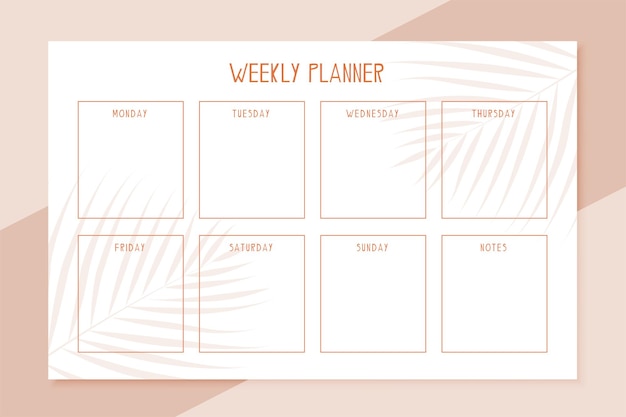 Elegante plantilla de plannet de horario semanal