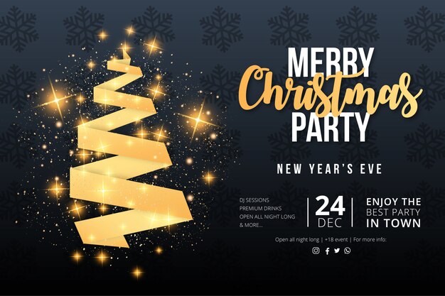 Elegante plantilla de póster de evento de feliz fiesta de Navidad