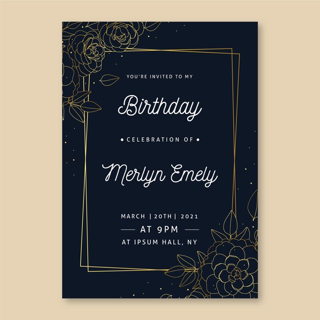 Elegante plantilla de tarjeta de cumpleaños