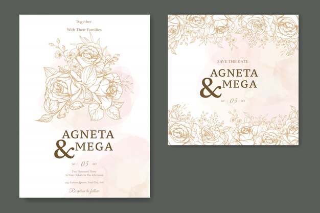 elegante plantilla de tarjeta de invitación de boda floral