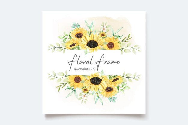 elegante plantilla de tarjeta de invitación de flor de sol acuarela