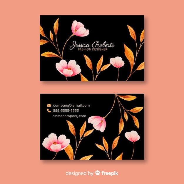 Vector gratuito elegante plantilla de tarjeta de visita floral