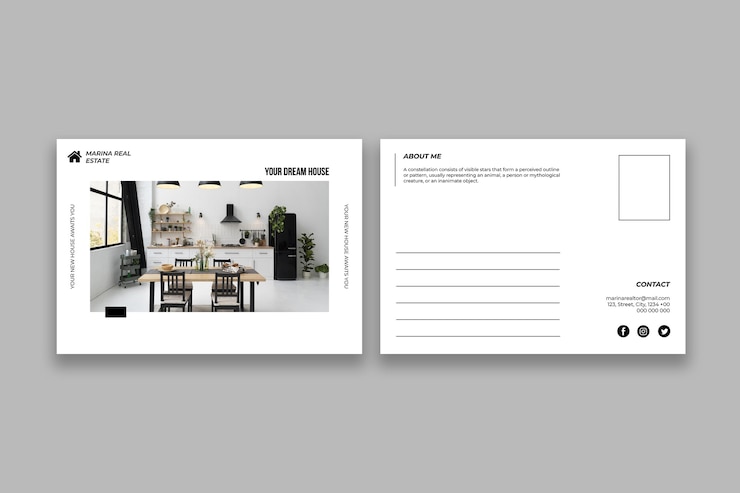 Vector gratuito elegante postal inmobiliaria