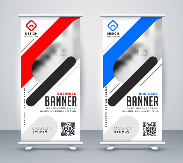 Elegante presentación de presentación roll up banner de pie en estilo moderno
