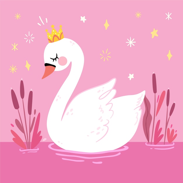 Elegante princesa cisne con corona