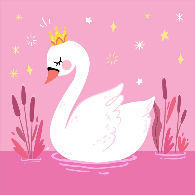 Elegante princesa cisne con corona
