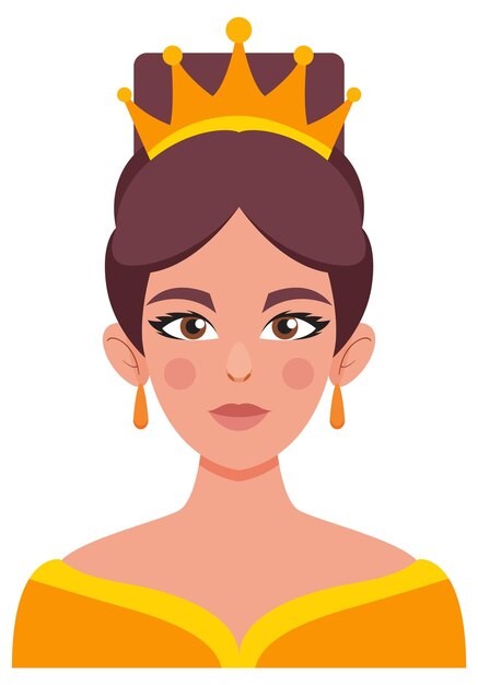 La elegante reina con la corona de oro