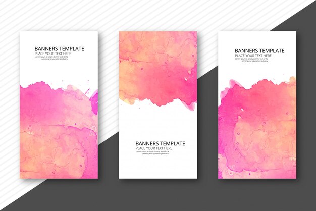 Elegante set de banners coloridos acuarelas
