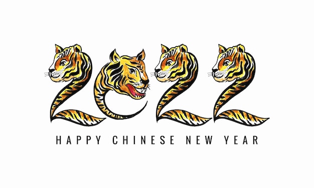 Elegante símbolo del año nuevo chino 2022 con un diseño de tarjeta de cara de tigre