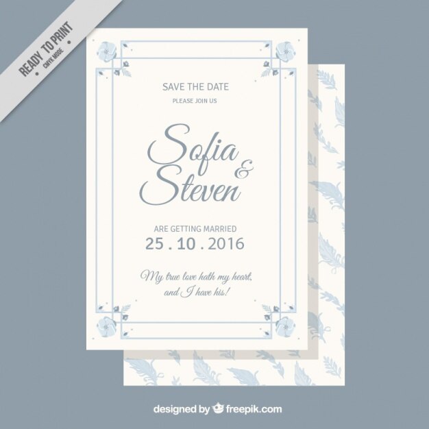 Elegante tarjeta de boda con detalles de hojas