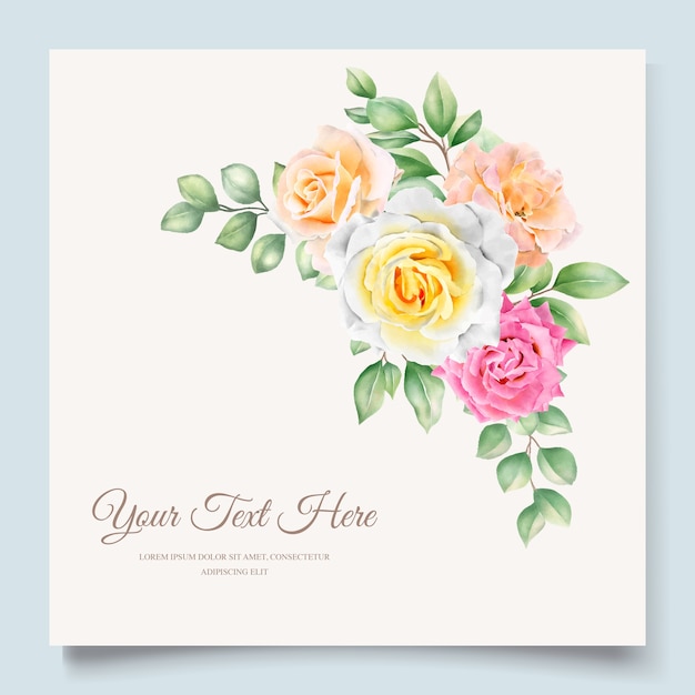 Elegante tarjeta de boda floral dibujada a mano