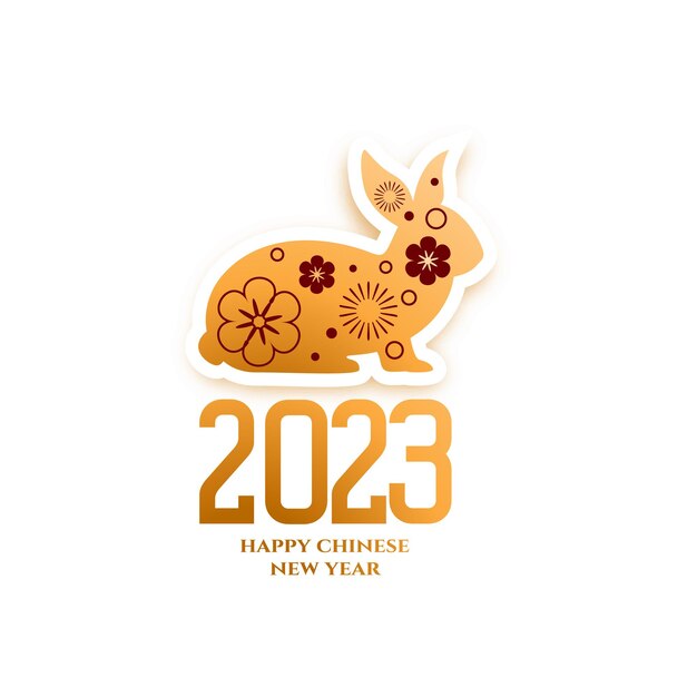 Elegante tarjeta de deseos del año 2023 del conejo