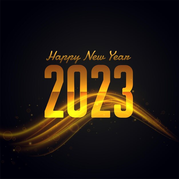 Elegante tarjeta de felicitación de año nuevo 2023 con efecto de luz.