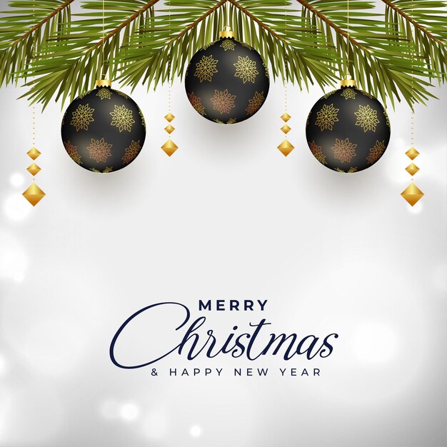 Elegante tarjeta de felicitación de feliz navidad con diseño de bola realista