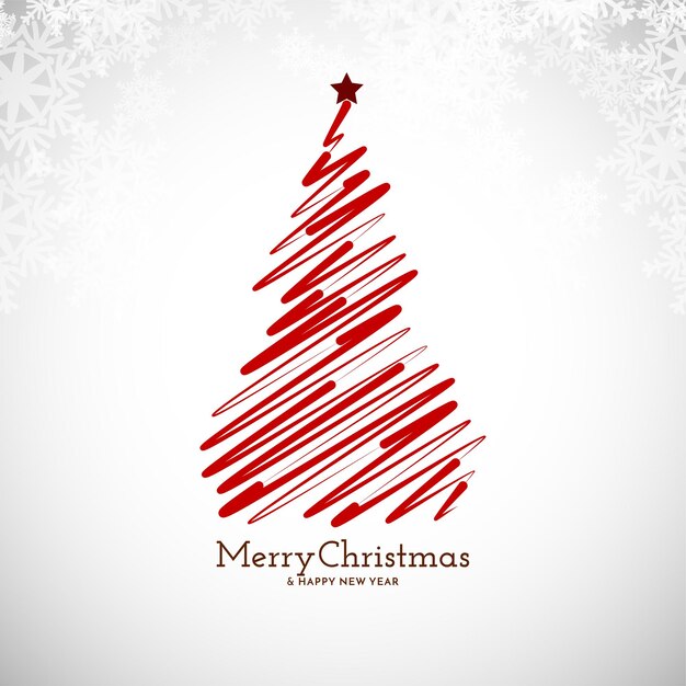 Elegante tarjeta del festival Feliz Navidad con diseño decorativo de árbol de Navidad