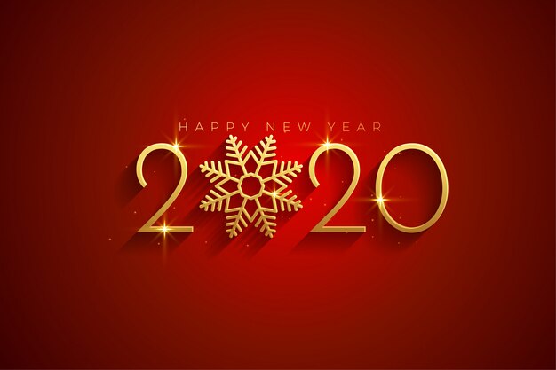 Elegante tarjeta de fondo rojo y oro feliz año nuevo 2020