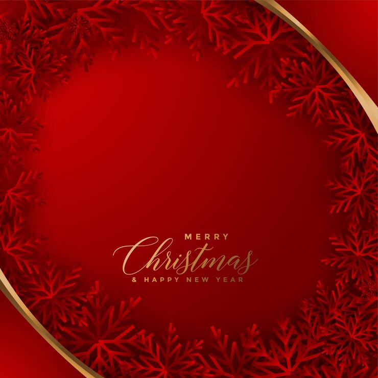 Vector gratuito elegante tarjeta de navidad roja con diseño de copos de nieve