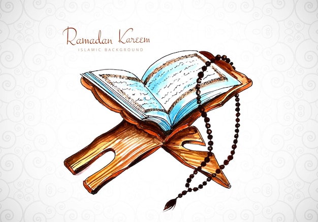 Elegante tarjeta de ramadán kareem con fondo de corán