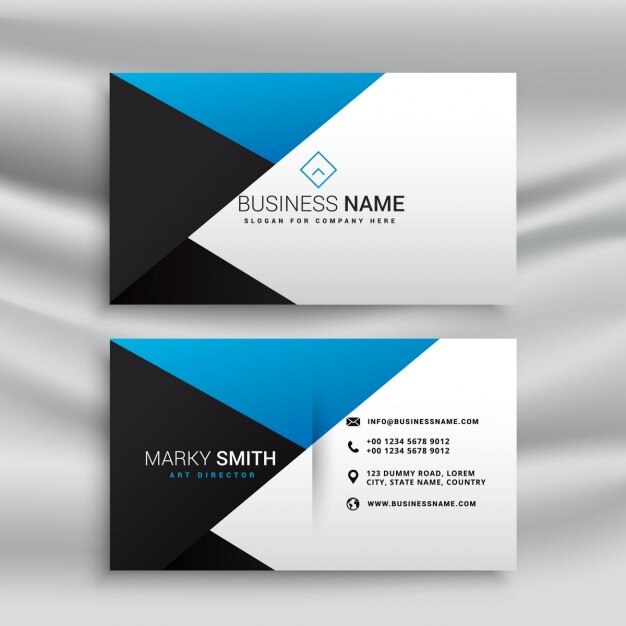 Elegante tarjeta de visita azul y negra