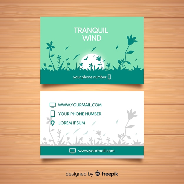 Elegante tarjeta de visita con diseño de naturaleza