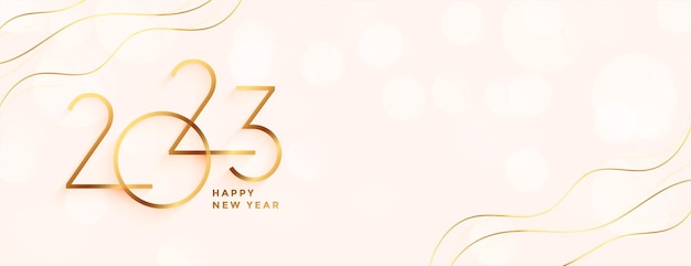 Elegante texto dorado 2023 para banner de invitación de año nuevo