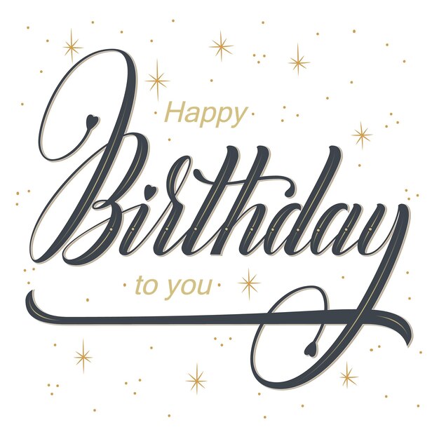 Elegante vector Tarjeta de feliz cumpleaños Tarjeta de felicitación de vector con marco de fondo estrellado y hermosa tipografía Telón de fondo minimalista con saludo de aniversario Letras artísticas