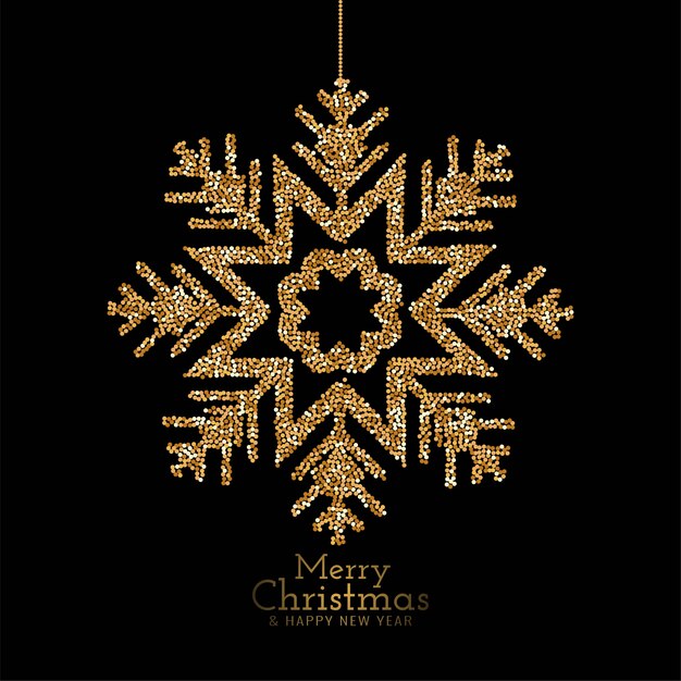 Elegantes copos de nieve con brillo de feliz Navidad