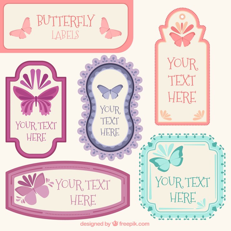 Vector gratuito elegantes pegatinas vintage de mariposas 